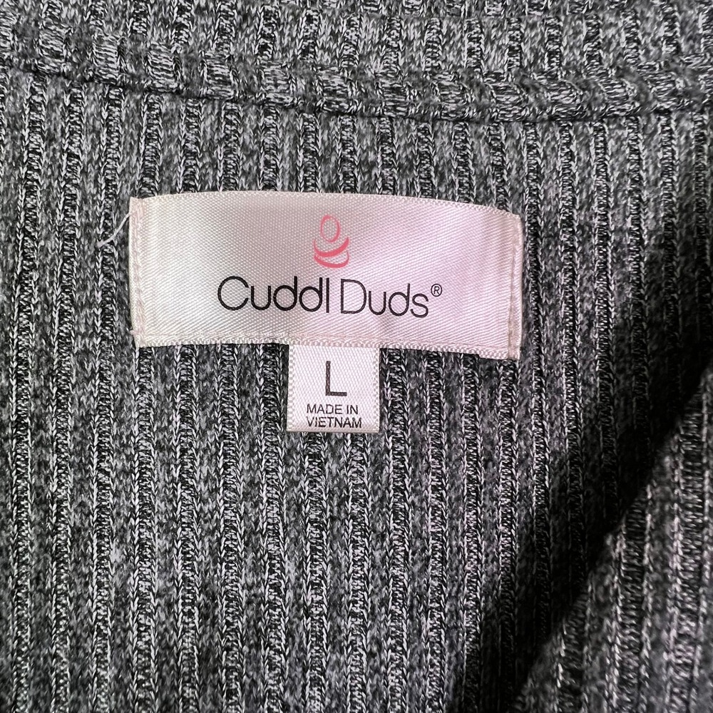 Cuddl Duds Womens 3 Piece Lounge Set Charcoal Gray Ribbed Cardigan Tank Pants L - Picture 2 of 11